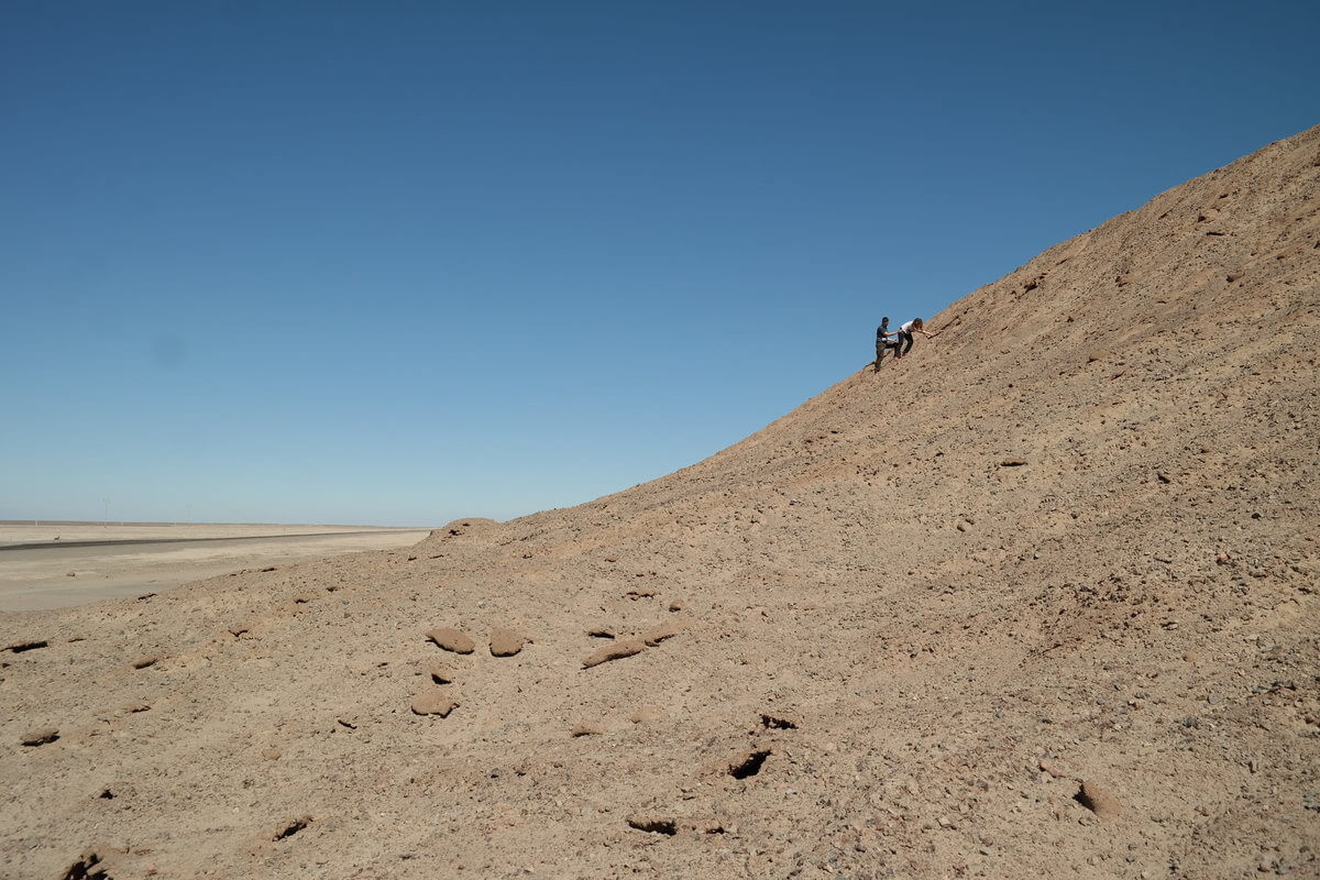 Katja and Joe climbing Petroglyphs